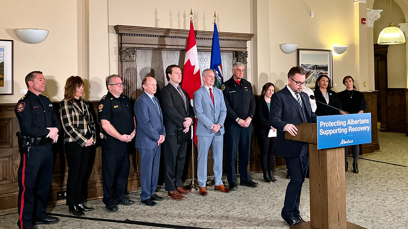 Task force announcement with members gathered