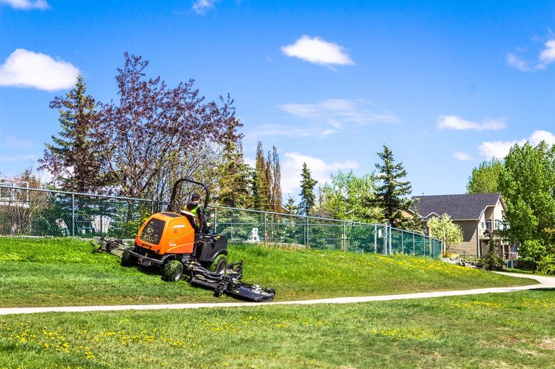Lawn mowing equipment in a natural area