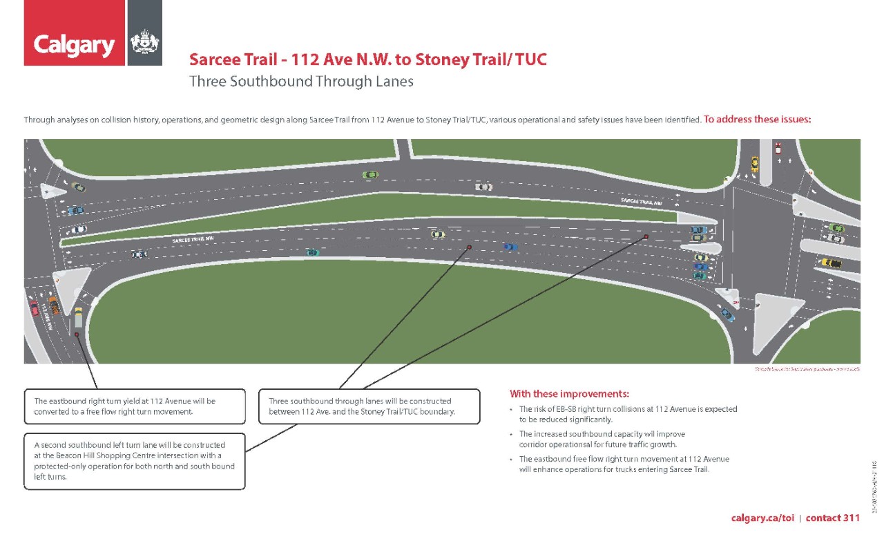 Three Southbound Through Lanes improvement to Sarcee Tr. from 112 Ave N.W> to Stoney Tr.